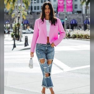 *BRAND NEW - NEVER WORN* CITY SCAPE CROP PINK BLAZER SIZE X-SMALL
